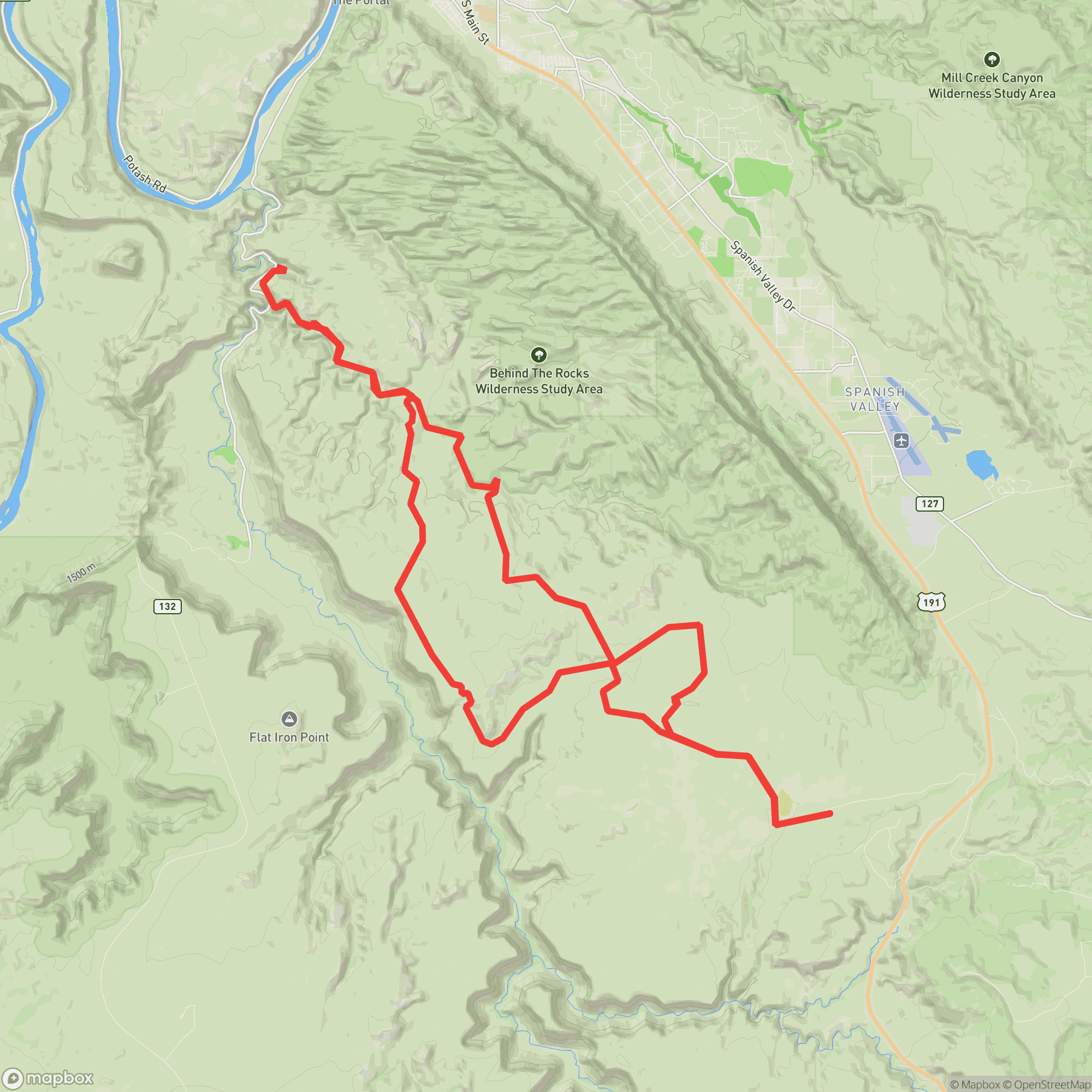 Course map for Behind the Rocks Ultra 50K