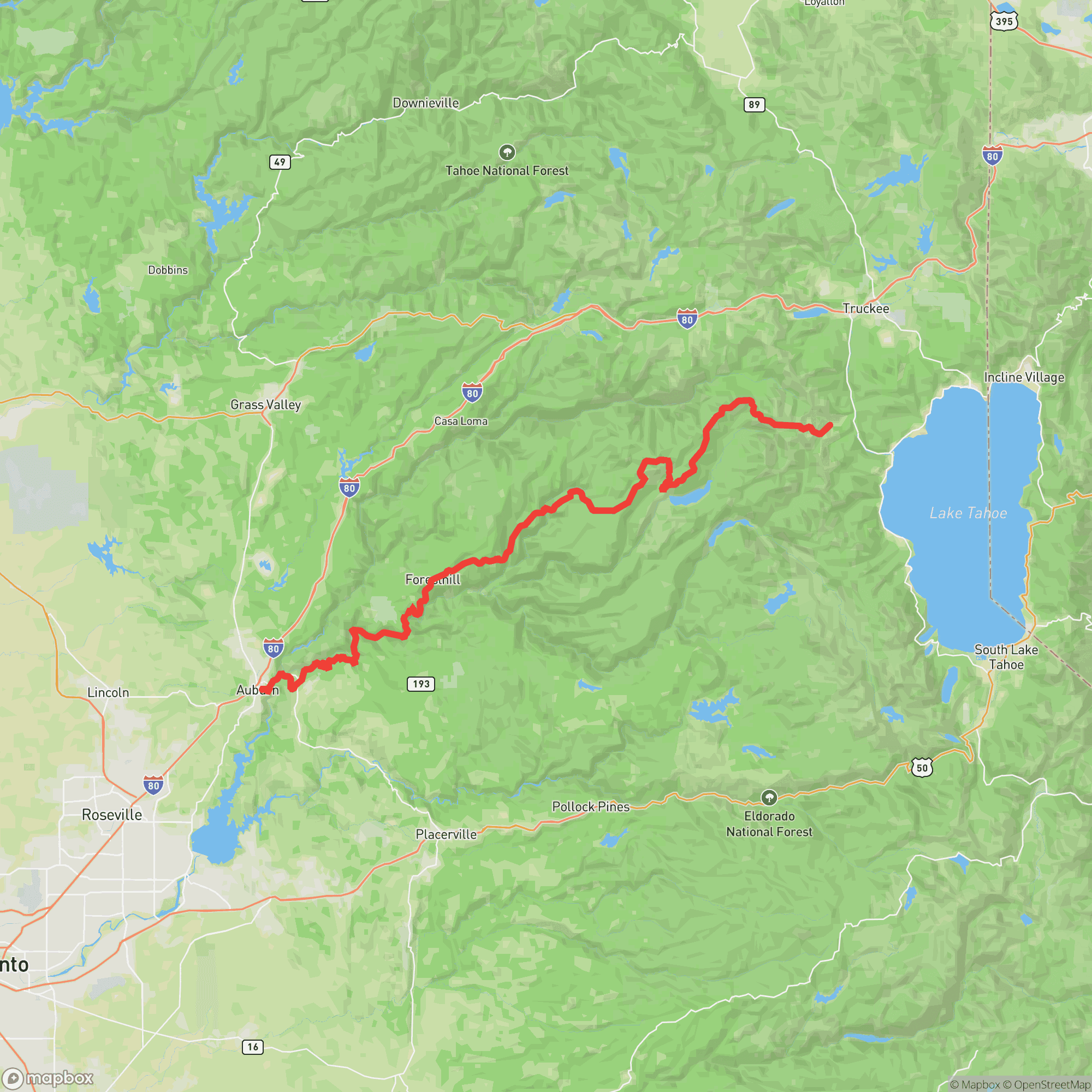 Course map for Western States Endurance Run